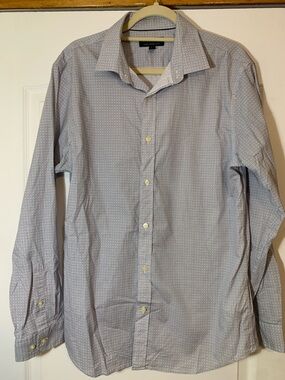 Geometric Dress Shirt Red/Blue Size L Banana Republic Slim Fit